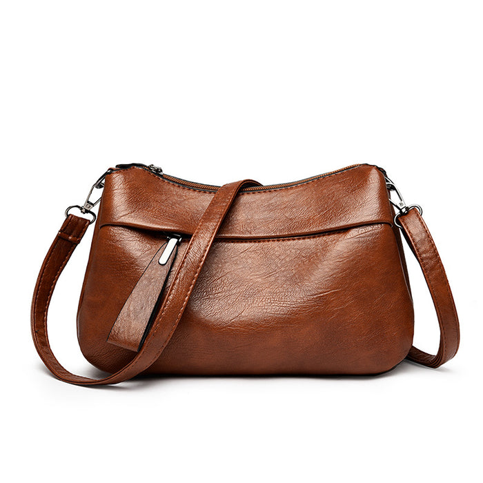 Wholesale Women's Bag Three-layer Large Capacity Single Shoulder Crossbody Soft Leather Light Luxury Mother Bag