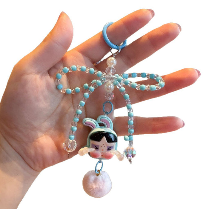Wholesale Cartoon Doll Bowknot Beaded Keychain