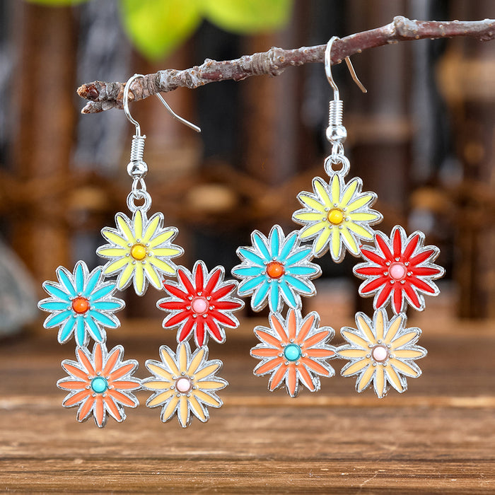 Wholesale Bohemian Geometric Turquoise Earrings Zinc Alloy Fashion Accessory MOQ≥2
