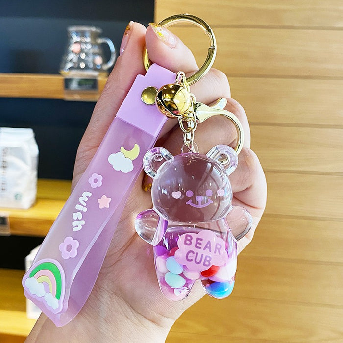Wholesale Oil-flowing Quicksand Sakura Keychain