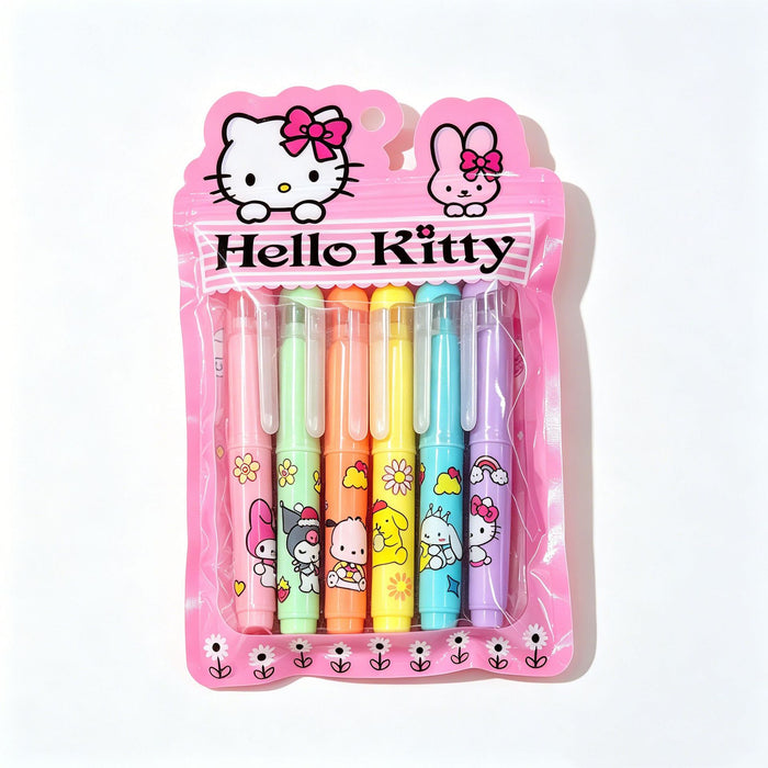 Wholesale Cute Cartoon Cat Design 6-Color Fluorescent Highlighters MOQ≥5