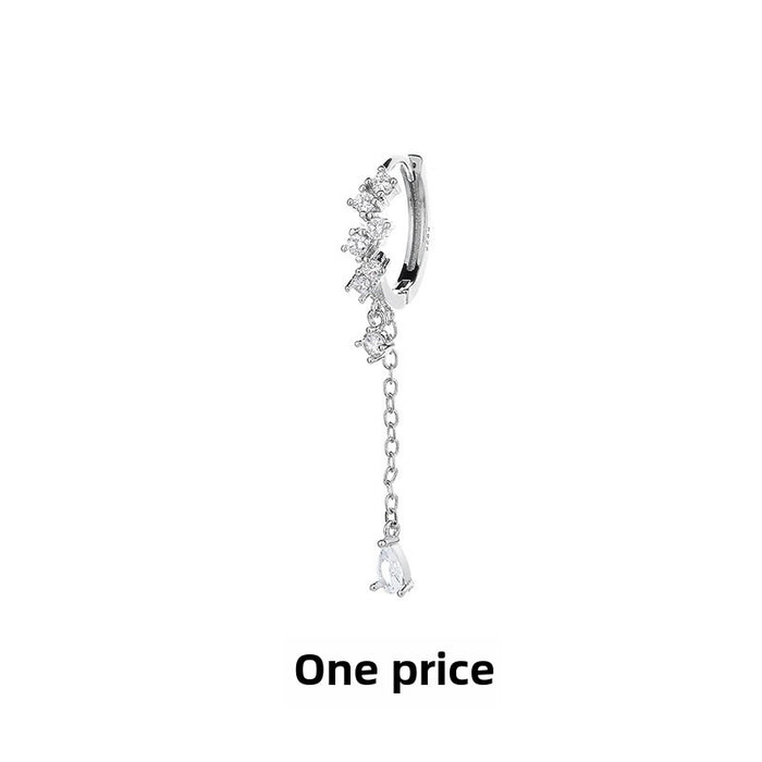 Wholesale Tassel Zircon Earrings Personalized Circle Long Earrings Earrings Square Diamond Full Diamond Chain Earrings Buckle