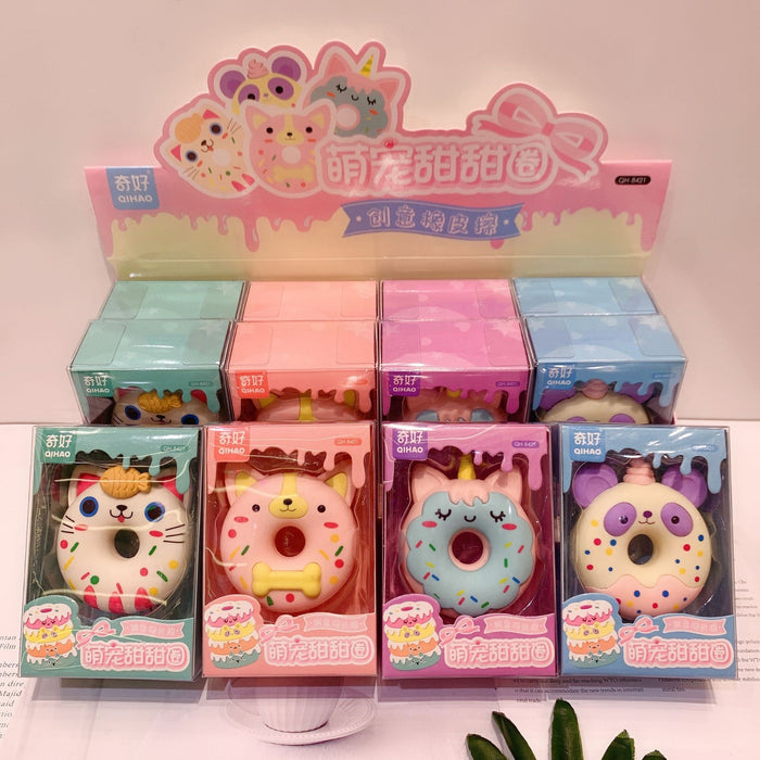 Wholesale 12pcs/box Decorative Rubber Eraser Amusement Park Cartoon Student Stationery