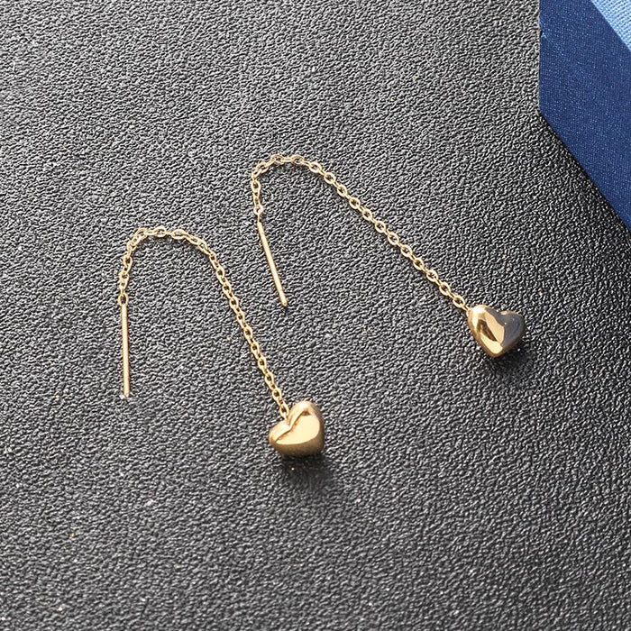 Wholesale Titanium steel ear line feminine long heart-shaped earrings