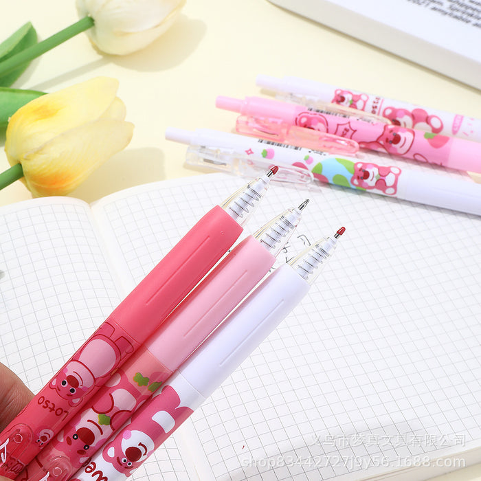 Wholesale 6pcs/box Bear press gel pen-quick-drying carbon gel pen-cartoon cute student stationery