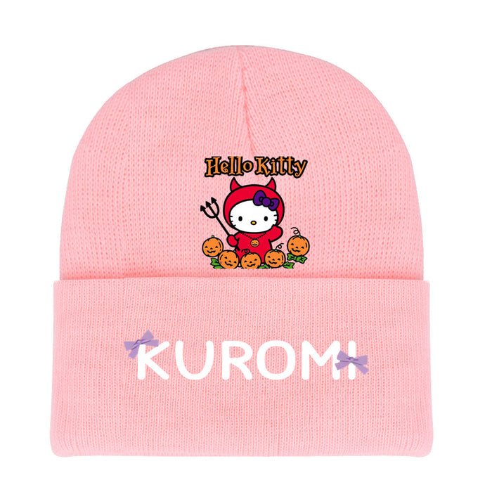 Wholesale New Halloween Kuromi Knitted Hat Cartoon Winter Woolen Hat JDC-FH-WDM014