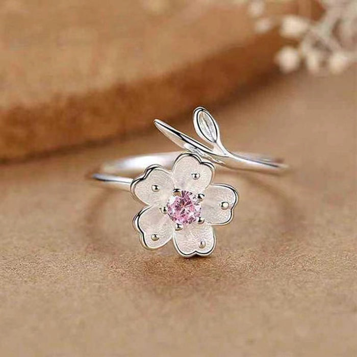 Wholesale Pink Diamond Flower Alloy Ring JDC-RS-TongS007