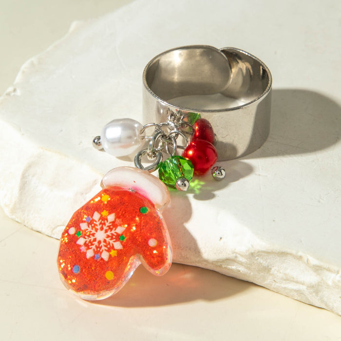 Wholesale Resin Pendant Ring Copper Electroplate Adjustable Christmas MOQ≥2