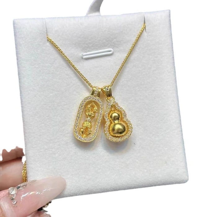 Wholesale  Diamond Pestle Gourd Necklace Women's Temperament Rich Titanium Steel Clavicle Chain