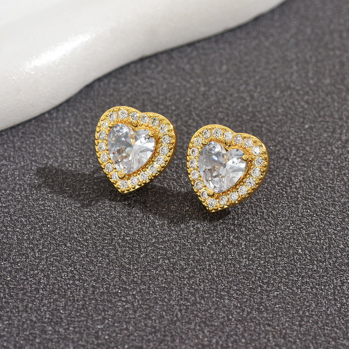 Wholesale Heart shape Earrings Multi-Colored Heart-Shaped Zircon
