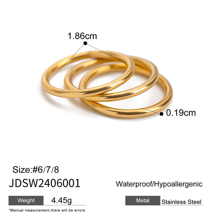 Wholesale Non Fading 18k Gold Stainless Steel Open Ring High-end Feel Ring Titanium Steel Bracelet JDC-RS-JD009