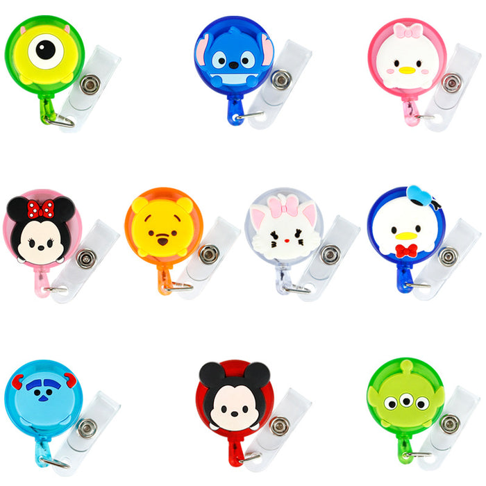 Wholesale Cartoon Badge Scroll Retractable Plastic Keychain JDC-KC-LuoKe001