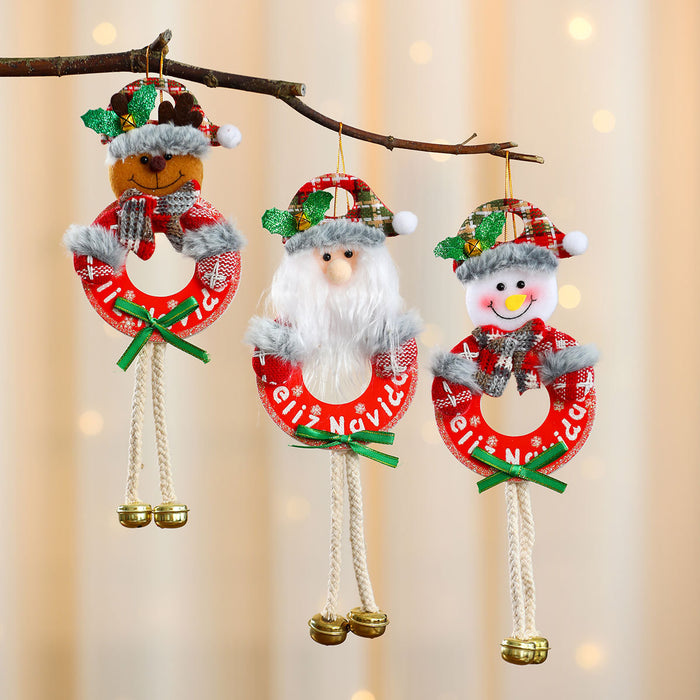 Wholesale Christmas doll small pendant board with bells Christmas tree pendant Christmas decoration supplies