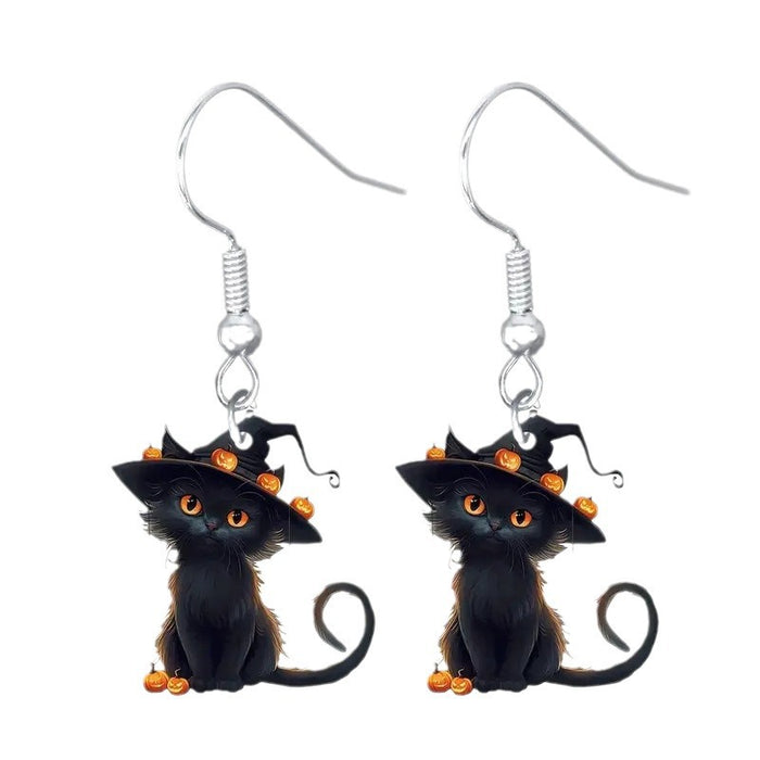 Wholesale Owl Magic Hat Cat Halloween Earrings JDC-ES-Zhanh008