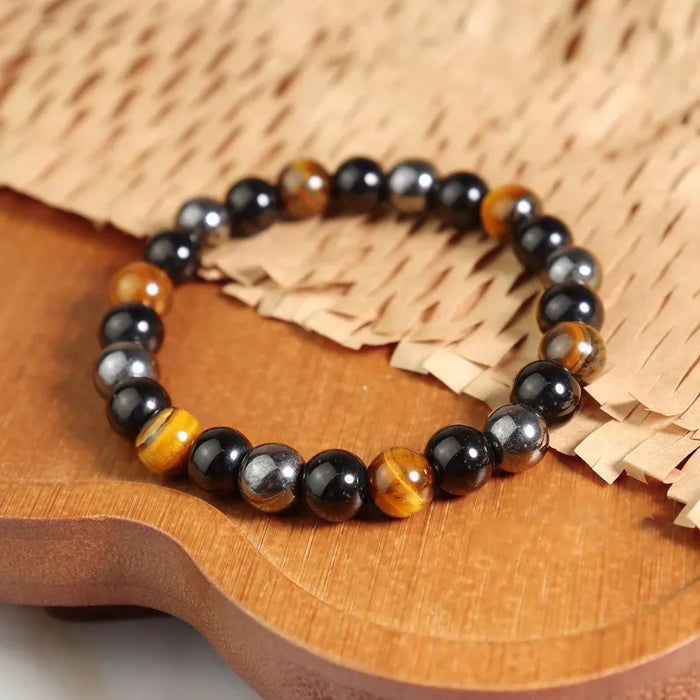 Wholesale Woven Rope Tiger Eye and Black Onyx Bracelet