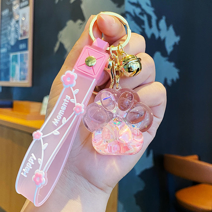 Wholesale Oil-filled Preserved Flower Cat' s Paw Sand Bottle Keychain