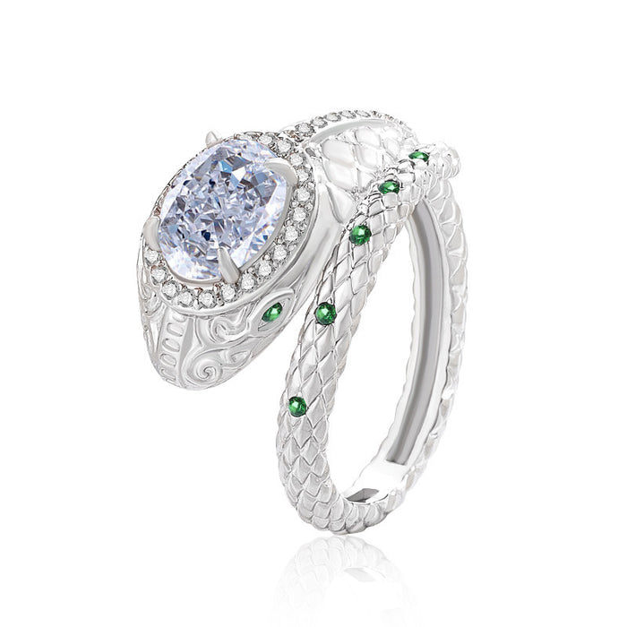 Wholesale Real Gold Plated Copper Geometric Snake Ring with High Carbon Diamond Fashion Jewelry Gift