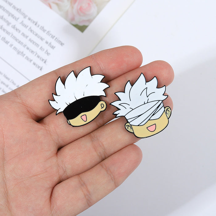 Wholesale Curse Kitten Anime Periphery Gojo Satoru Cos Cartoon Avatar White Cat Versatile Accessories Brooch Wholesale JDC-BC-BL008