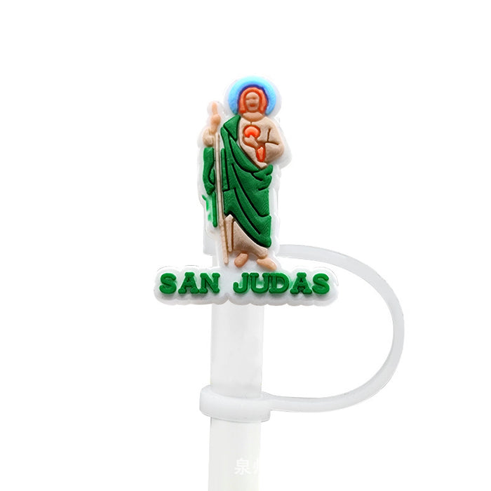 Wholesale Series Cartoon Straw Cover Straw Cap Silicone Dust Stopper Cute Anime Straw Decoration Cross border