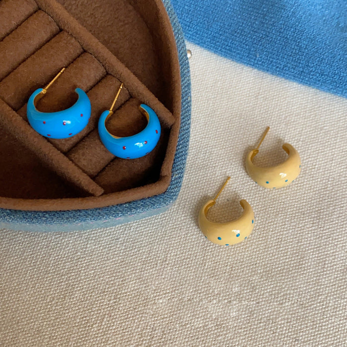 Wholesale Silver needle oil drop polka dot earrings sweet and gentle earrings