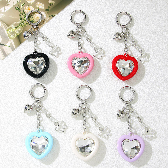 Wholesale Acrylic Butterfly Heart Car Keychain Bag Charm Pink Sweet Style  Gift Accessory MOQ≥2