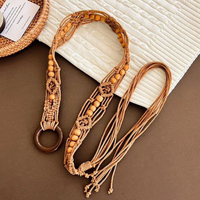 Wholesale Boho Woven Waist Belt For Women Retro Butterfly Design Belt Dress Accessory Summer Vacation Style