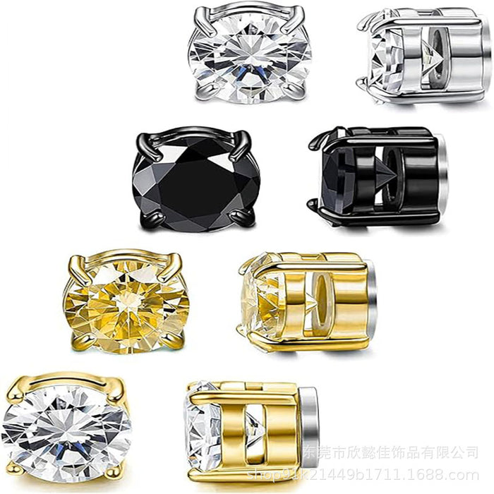 Wholesale Stainless steel magnetic earrings, non perforated magnetic earrings, diamond earrings