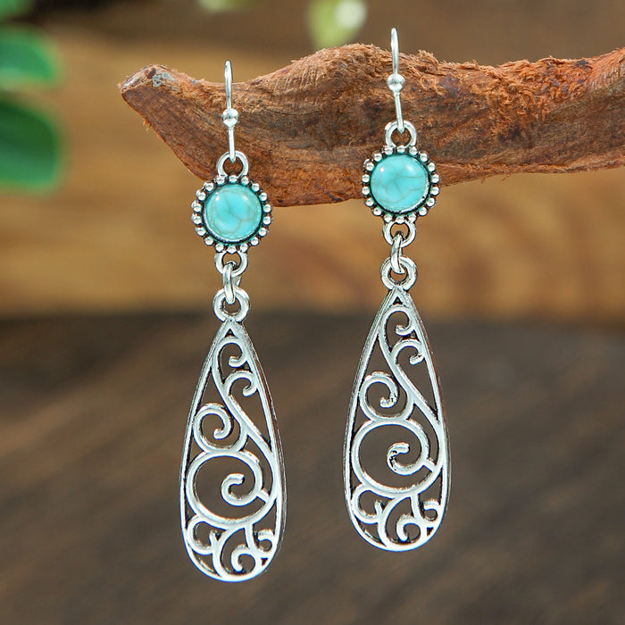 Wholesale 2pcs Bohemian Turquoise Retro Distinctive Earrings
