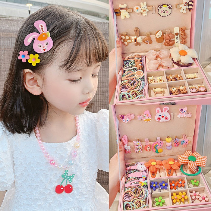Wholesale Children' s New Headwear Girl Birthday Gift Jewelry Box Princess Girl Hair Accessories Set Gift Box Baby Hair Clip