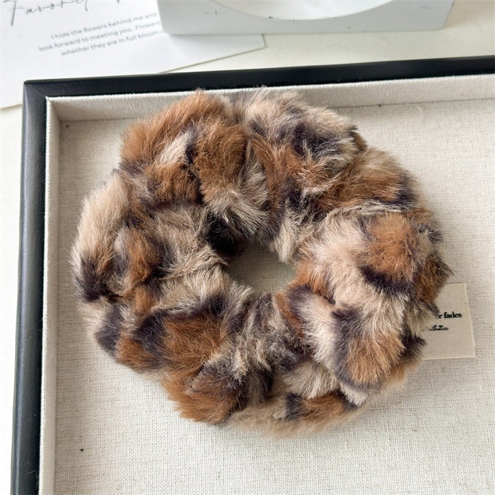 Wholesale Leopard Color Plush High Elastic Hair Scrunchies