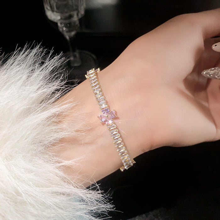 Wholesale Pink Zircon Geometric Round Pull-out Bracelet