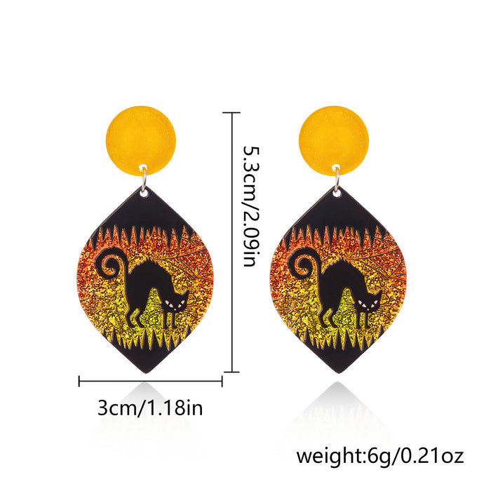 Wholesale  Day Earrings Jewelry Ghost Eyes Funny Holiday Leaf-shaped Acrylic Earrings