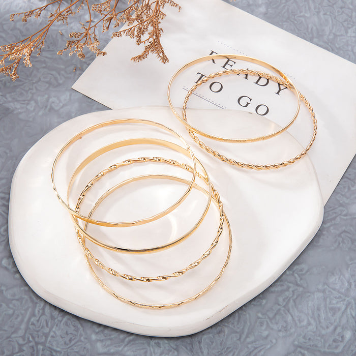 Wholesale Simple Gold Alloy Bracelet 6 Pieces Set JDC-BT-KeR006