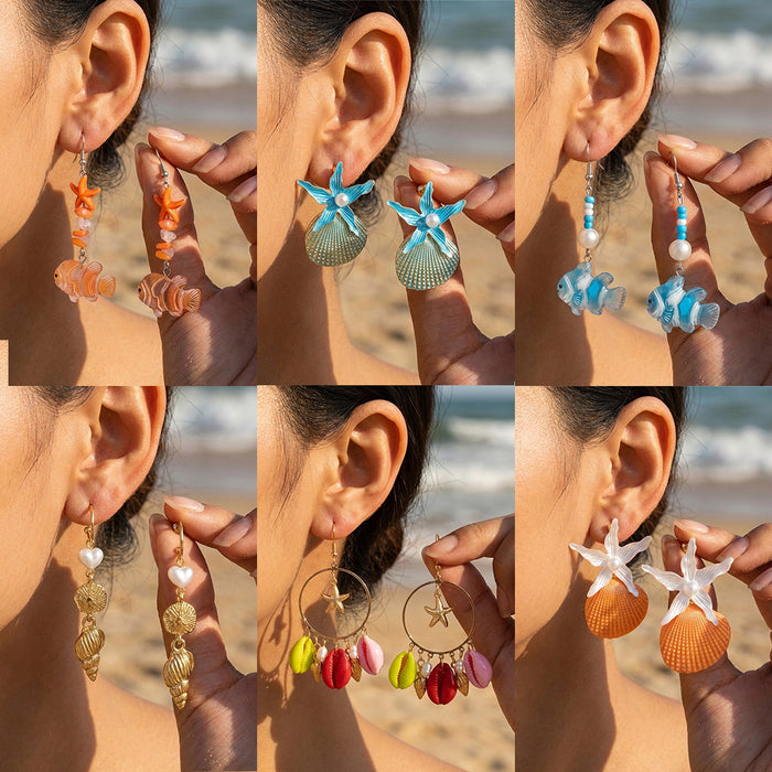 Wholesale Zinc Alloy Shell Pendant Earrings for Beach Party Fashion Accessory