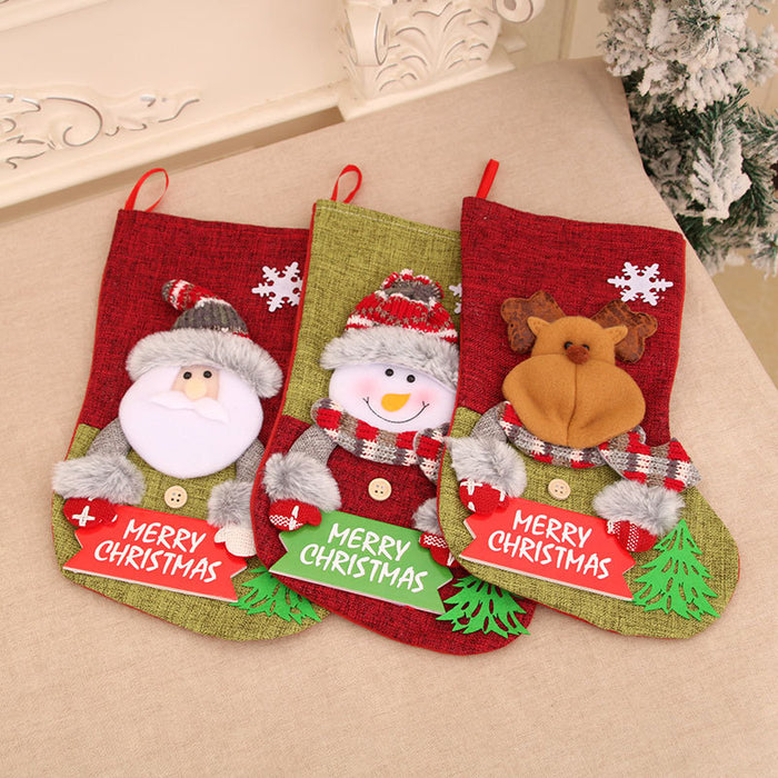 Wholesale Christmas socks gift bag children' s candy bag cartoon gift bag letter card Christmas socks