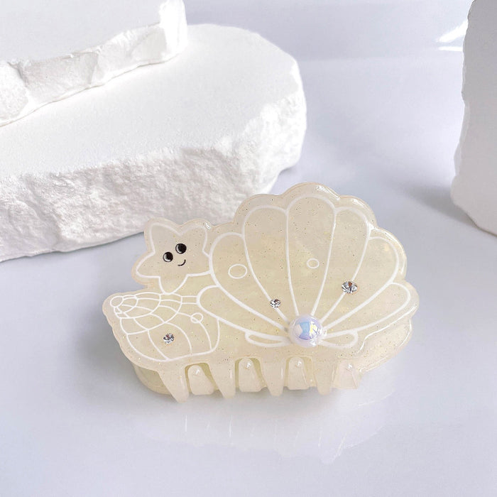 Wholesale Diamond studded claw clip, cute girl, dolphin shell, medium shark clip, back of the head, half tied hair headpiece, hair accessory