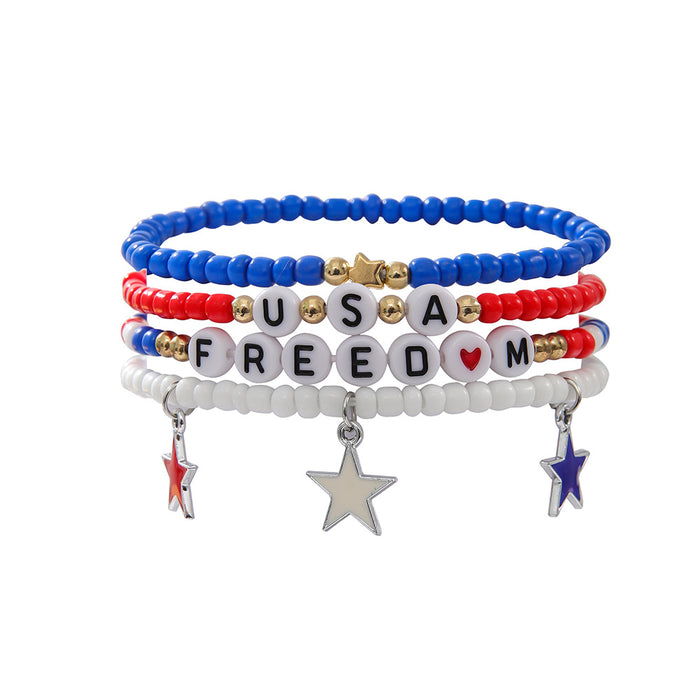 Wholesale American Independence Day Acrylic Beads Handwoven Beaded Bracelet JDC-BT-ShiY003