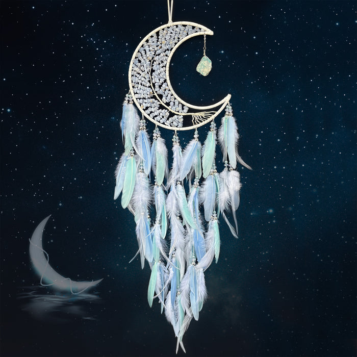 Wholesale Iron Hoop Cotton Thread Feather Handmade Dreamcatcher with Crystal Stones Tree of Life MOQ≥2