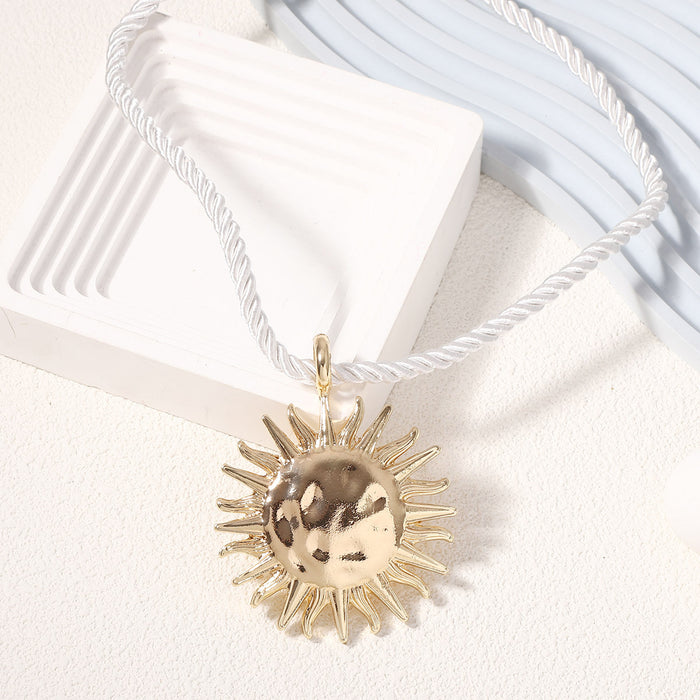 Wholesale Alloy Exaggerated Sunflower Pendant Necklace Earrings Bohemian Style