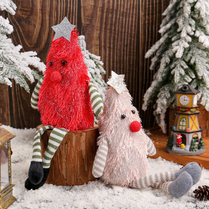 Wholesale Christmas tree shaped long-legged doll desktop ornaments cute plush doll Christmas decorations