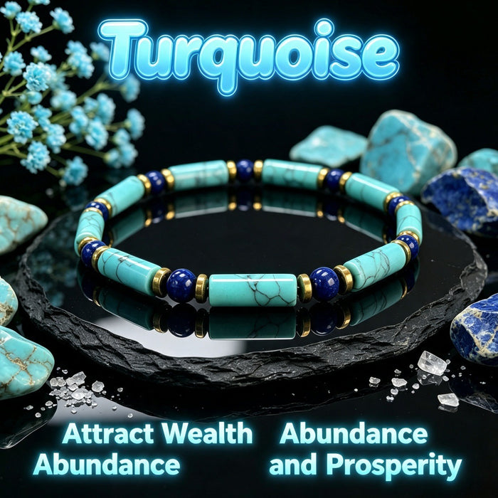 Wholesale Trendy Turquoise Lapis Lazuli Beaded Bracelet Geometric Synthetic Stone Beads Unisex Fashion Accessory For Everyday Wear