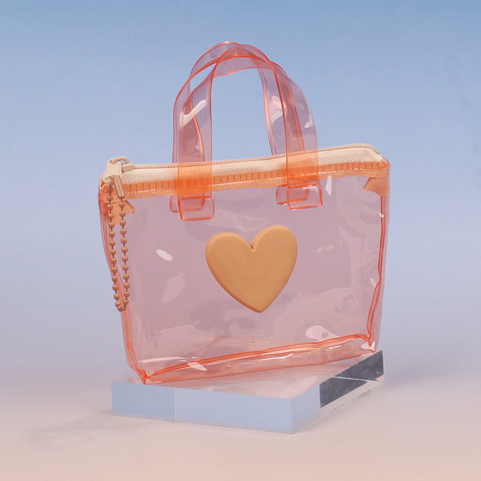 Wholesale Chic Heart Shaped Solid Pink Jelly Waterproof Coin Purse Earphone Bag Gift Pendant Storage Pouch For Everyday Use