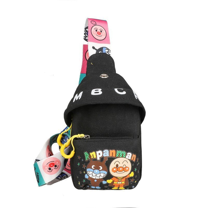 Wholesale Cartoon chest bag with printed texture canvas bag, single shoulder crossbody small bag