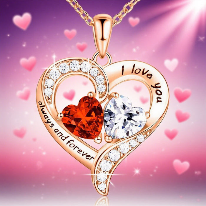 Wholesale Heart-shaped zinc alloy double heart pendant necklaces