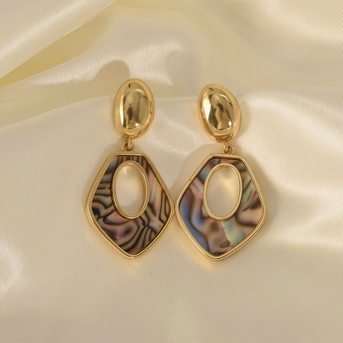 Wholesale Stainless Steel Geometric Earrings Polygonal Hollow Earrings