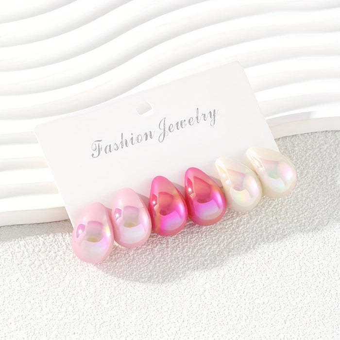 Wholesale Water droplet earring set macaron color niche high-end temperament ear accessory