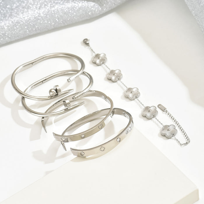 Wholesale Stainless Steel Gold-Tone Bracelet Set — Fade-Resistant