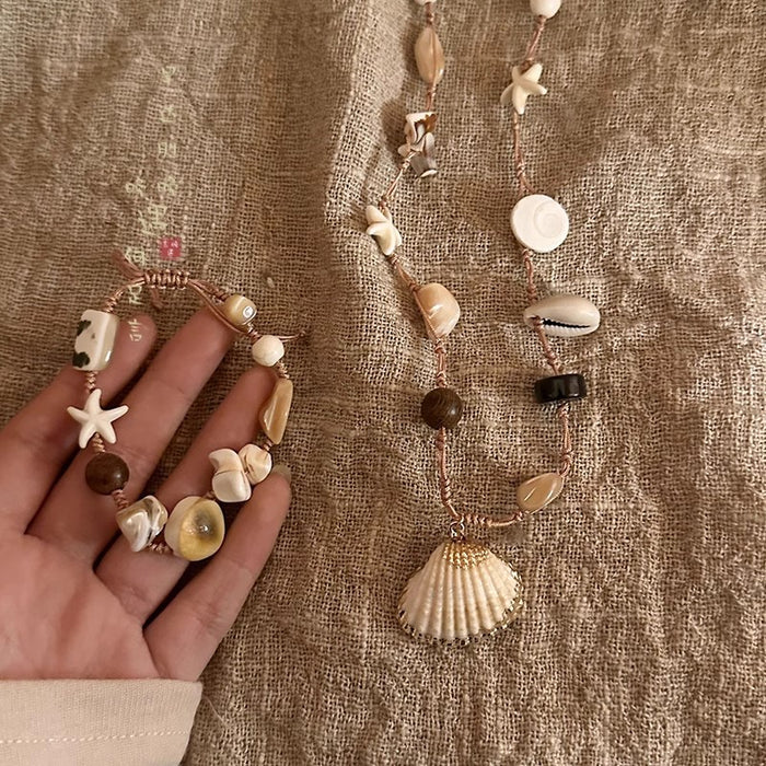 Wholesale Natural Stone Shell Necklace Seaside Clavicle Chain Bohemian Style Accessories