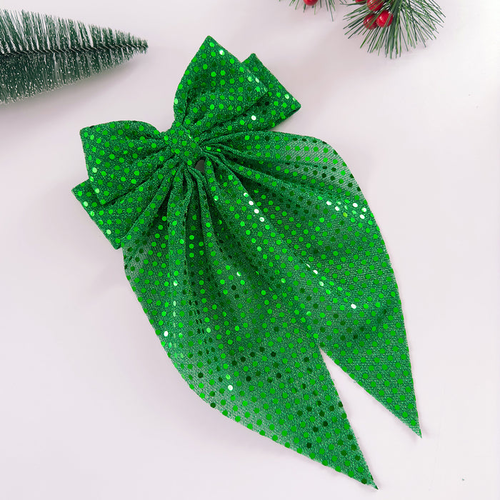 Wholesale Polka dot sequined bow hairpin hair accessories mesh ribbon spring clip hairpin Christmas holiday dress headdress