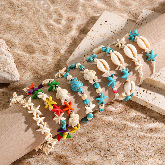 Wholesale Bohemian Hand-woven Knotted Shell Starfish Bracelet JDC-BT-ManY003